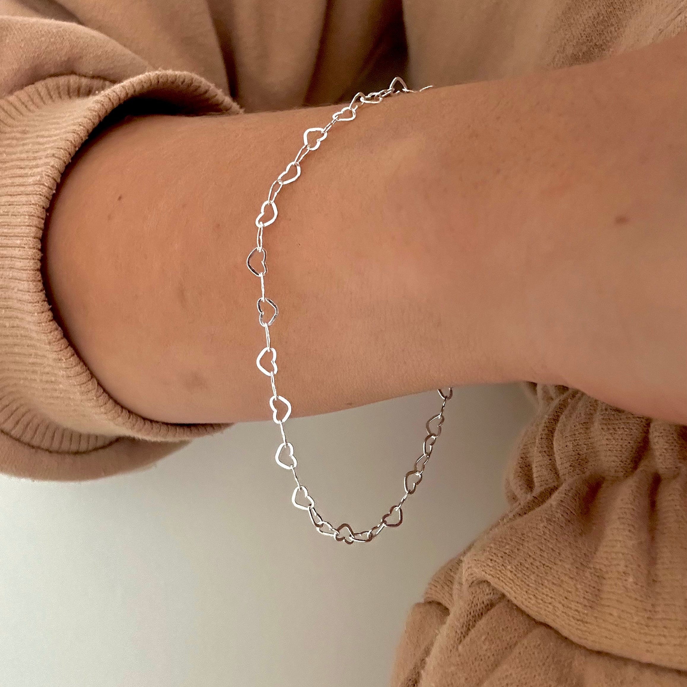 PULSEIRA ELO CORAÇÕES 3MM - 19CM