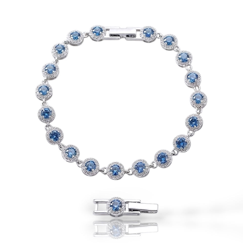 PULSEIRA SWAROVSKI CRV AZUL 17,5+2,5CM