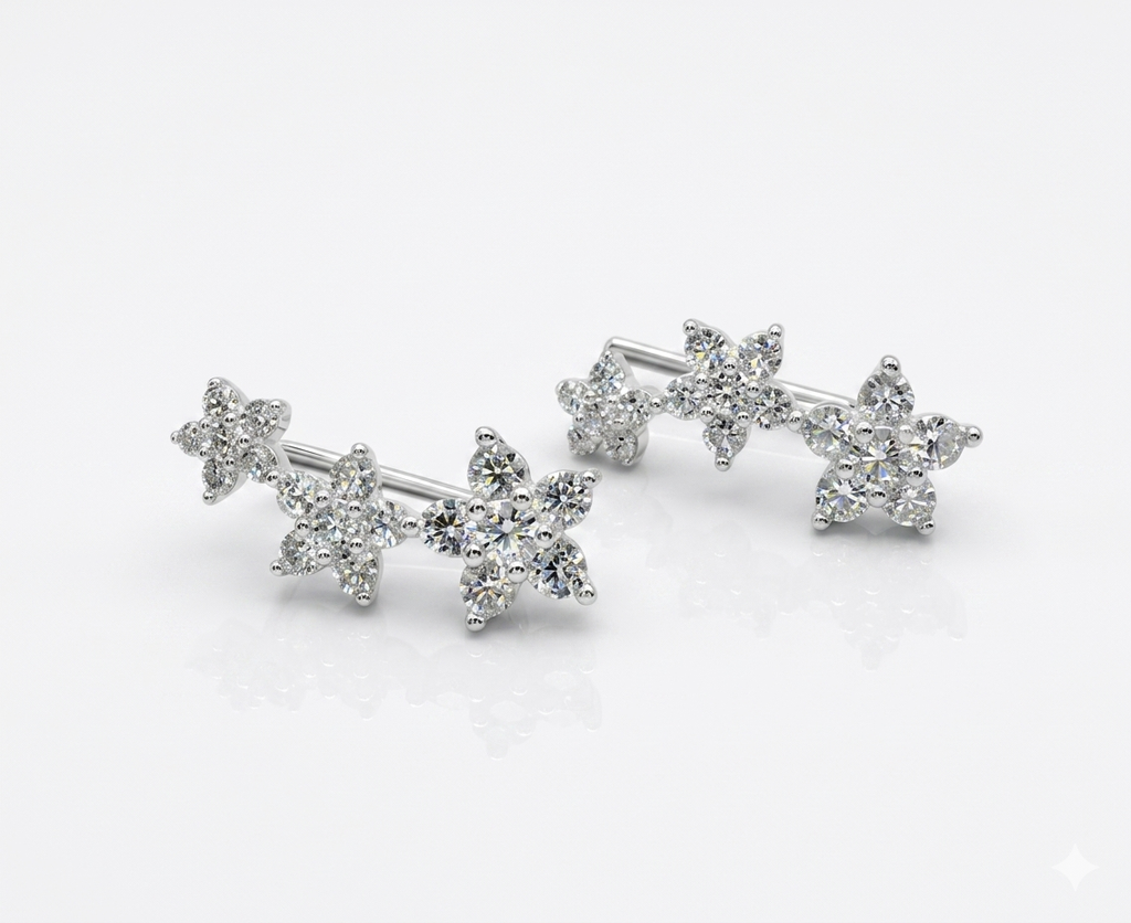 EAR CUFF 3 FLORES CRAV.CRISTAL