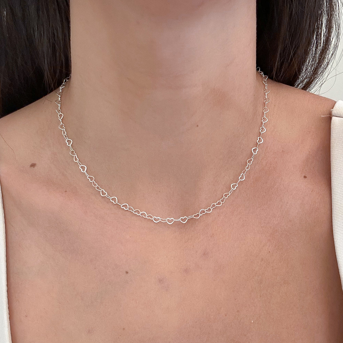 GARGANTILHA ELO CORAÇÕES 3MM - 45CM