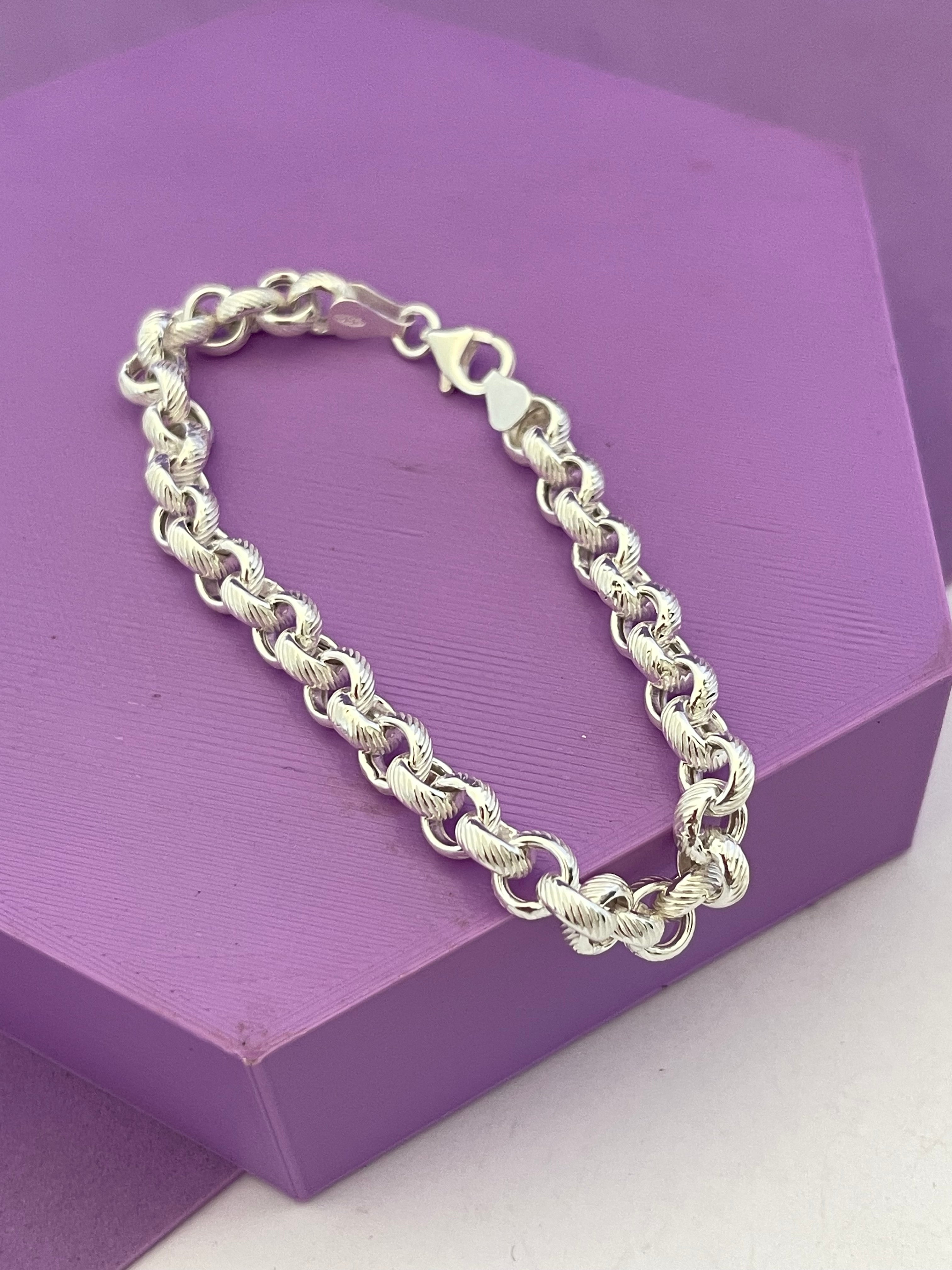 PULSEIRA ELO PORTUGUÊS DIAMANTADA 7MM - 18,5CM