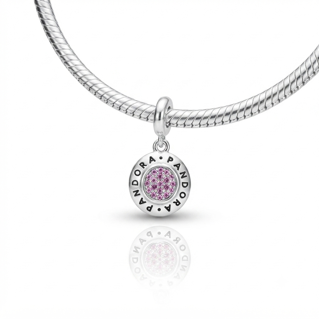 BERLOQUE MEDALHA PANDORA ROSA