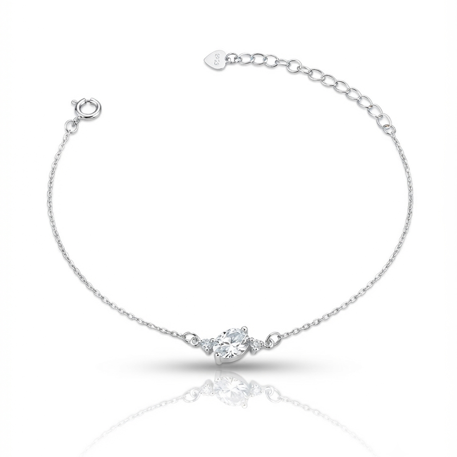 Pulseira Brilhante Oval Cristal 16+4cm