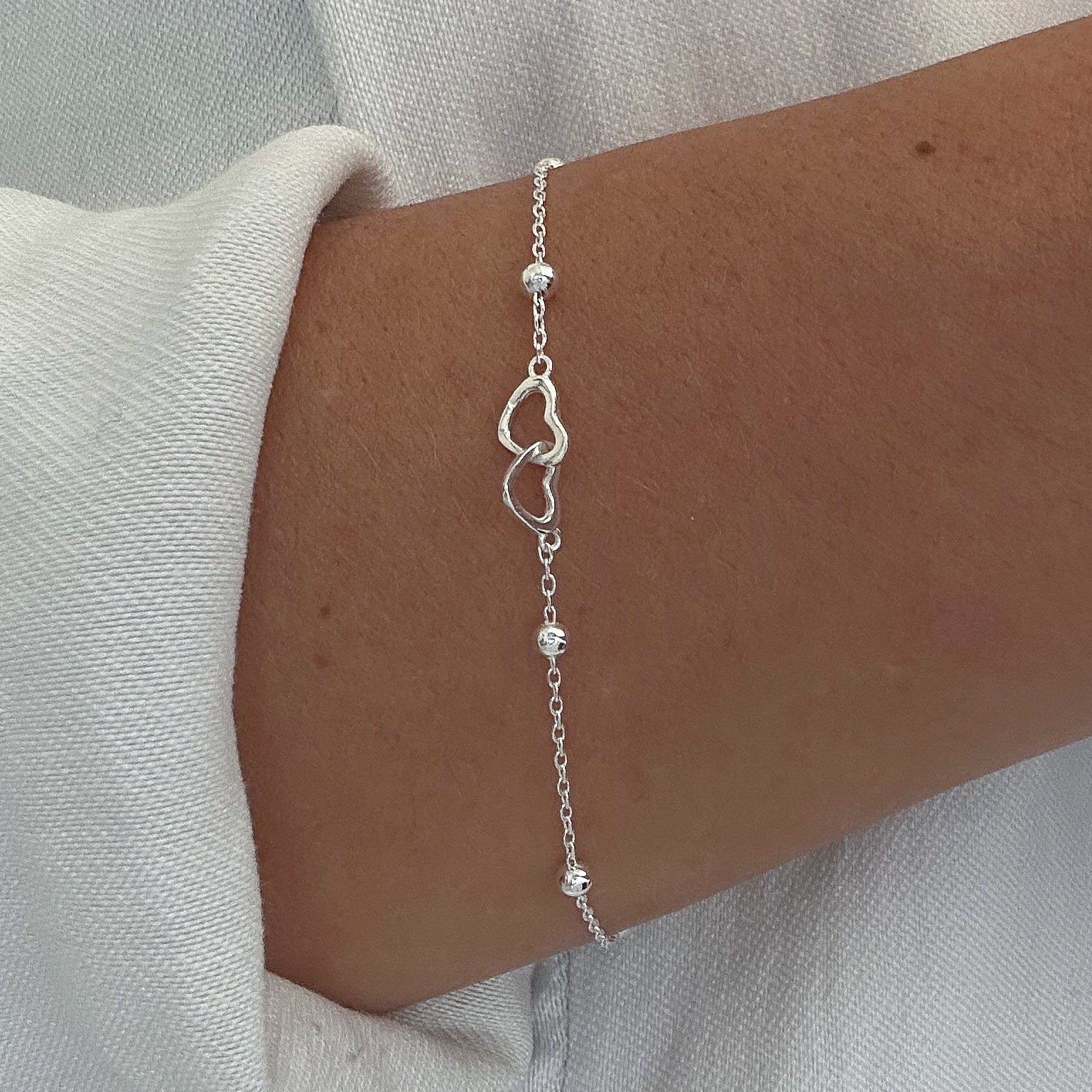 PULSEIRA BOLINHAS CORAÇAO DUPLO 16+5CM
