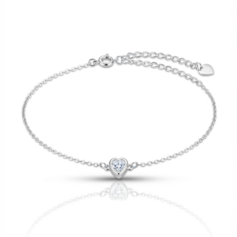 Pulseira Coração 6mm Crv Inglesa 16+4cm