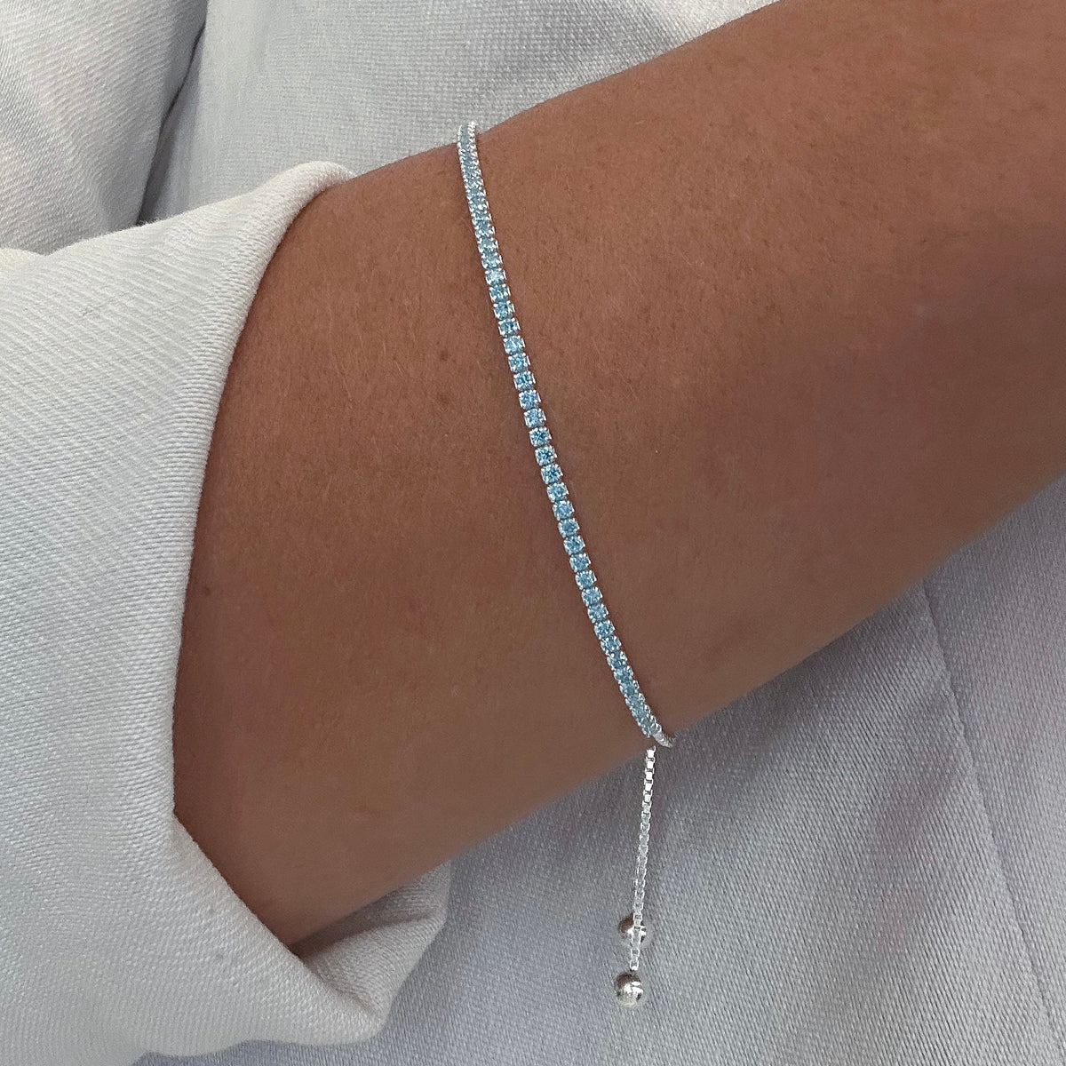 Pulseira Riviera Azul Cristal Gravatinha