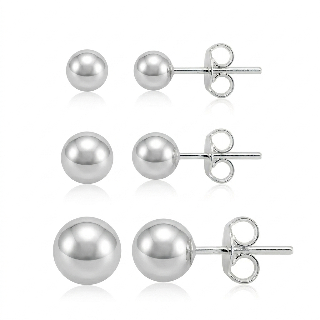 Trio Pontos de Prata 3mm 4mm 5mm