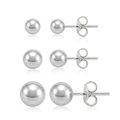 Trio Pontos de Prata 3mm 4mm 5mm