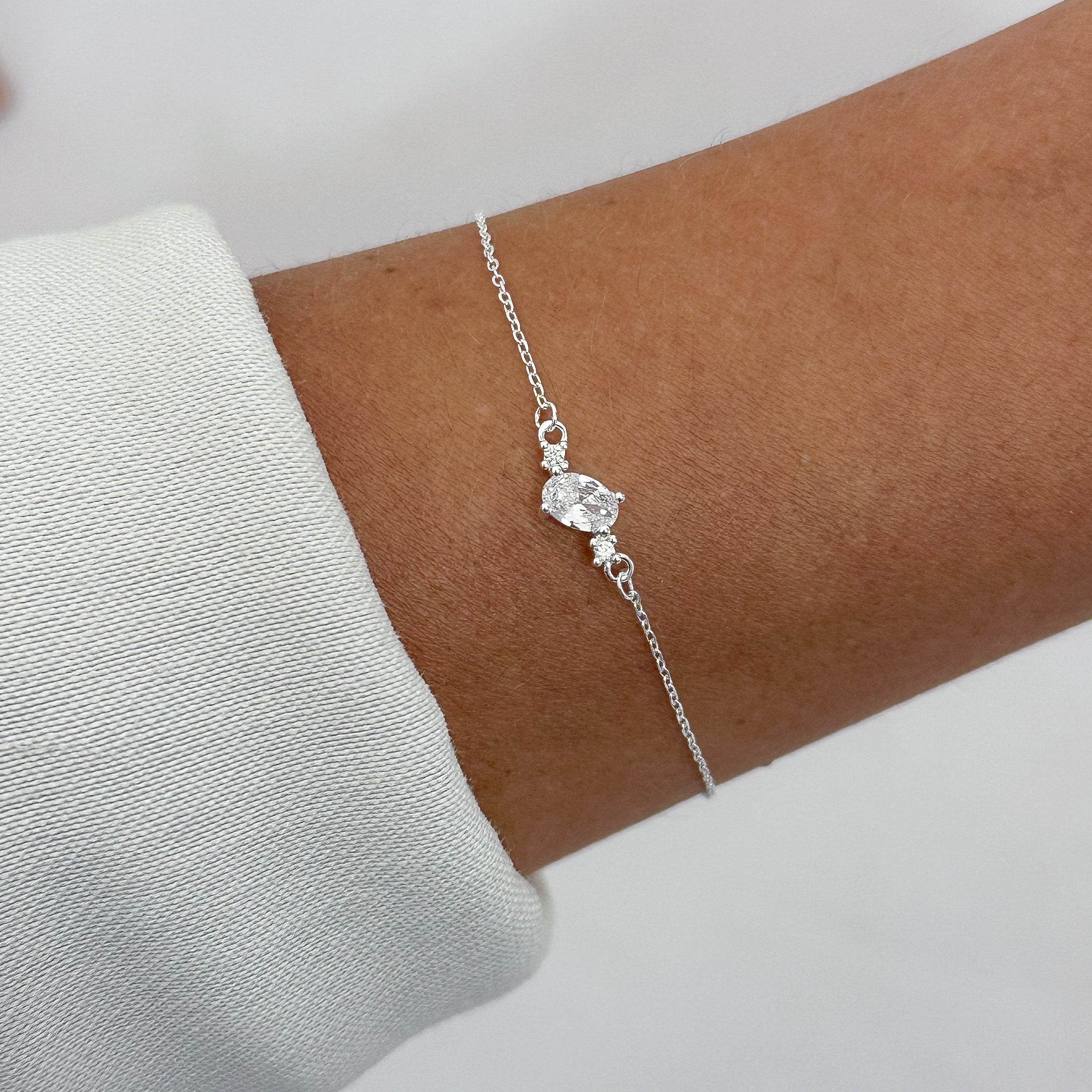 Pulseira Brilhante Oval Cristal 16+4cm