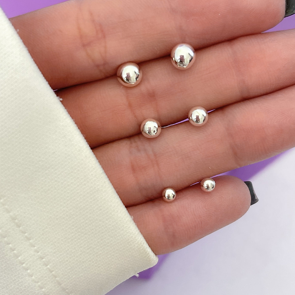 Trio Pontos de Prata 3mm 4mm 5mm