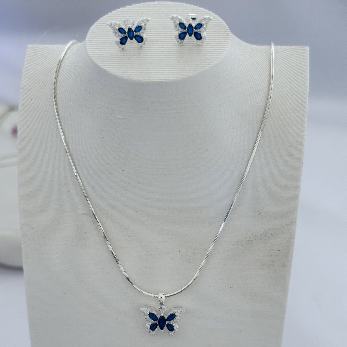 CONJUNTO BORBOLETA CRV AZUL ( BRINCO + PINGENTE )