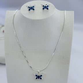 CONJUNTO BORBOLETA CRV AZUL ( BRINCO + PINGENTE )