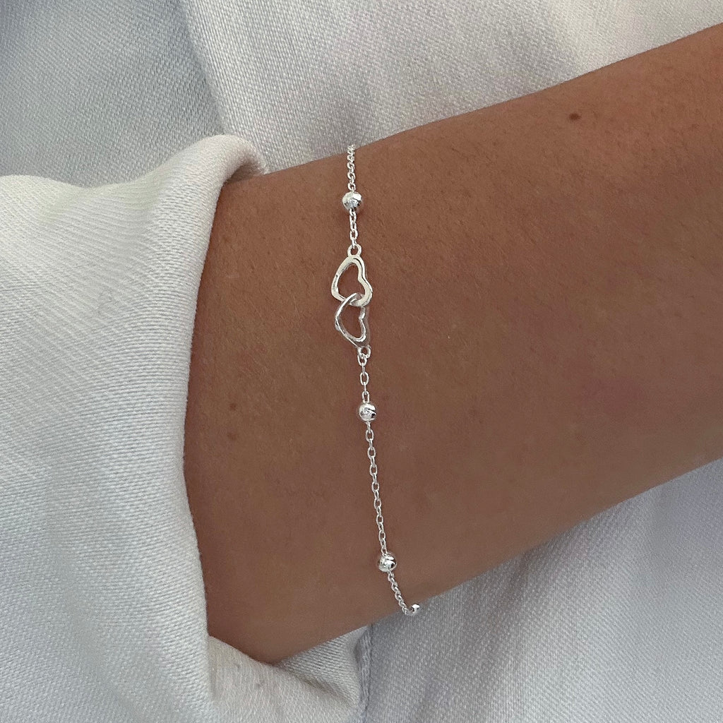 PULSEIRA BOLINHAS CORAÇAO DUPLO 16+5CM