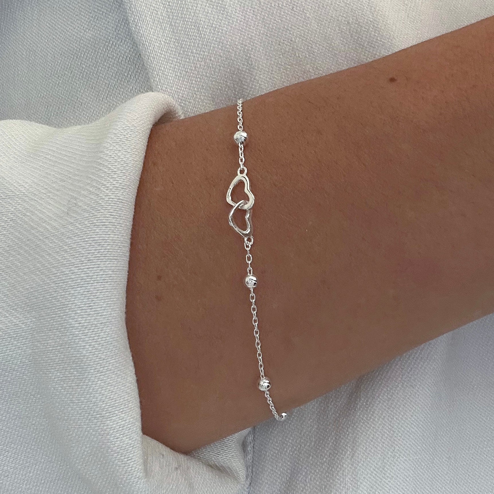 PULSEIRA BOLINHAS CORAÇAO DUPLO 16+5CM