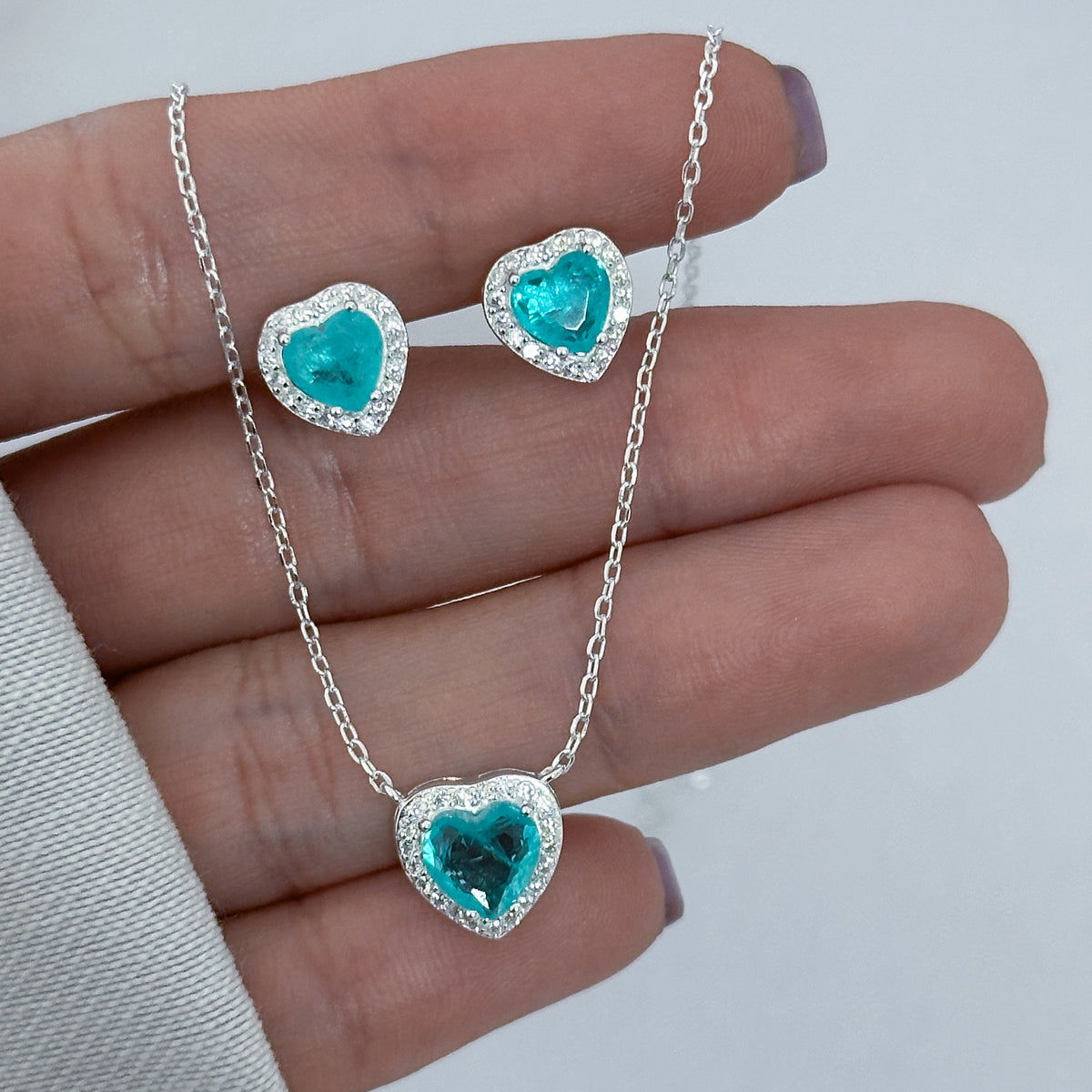 CONJUNTO CORAÇÃO TIFFANY 40+5CM