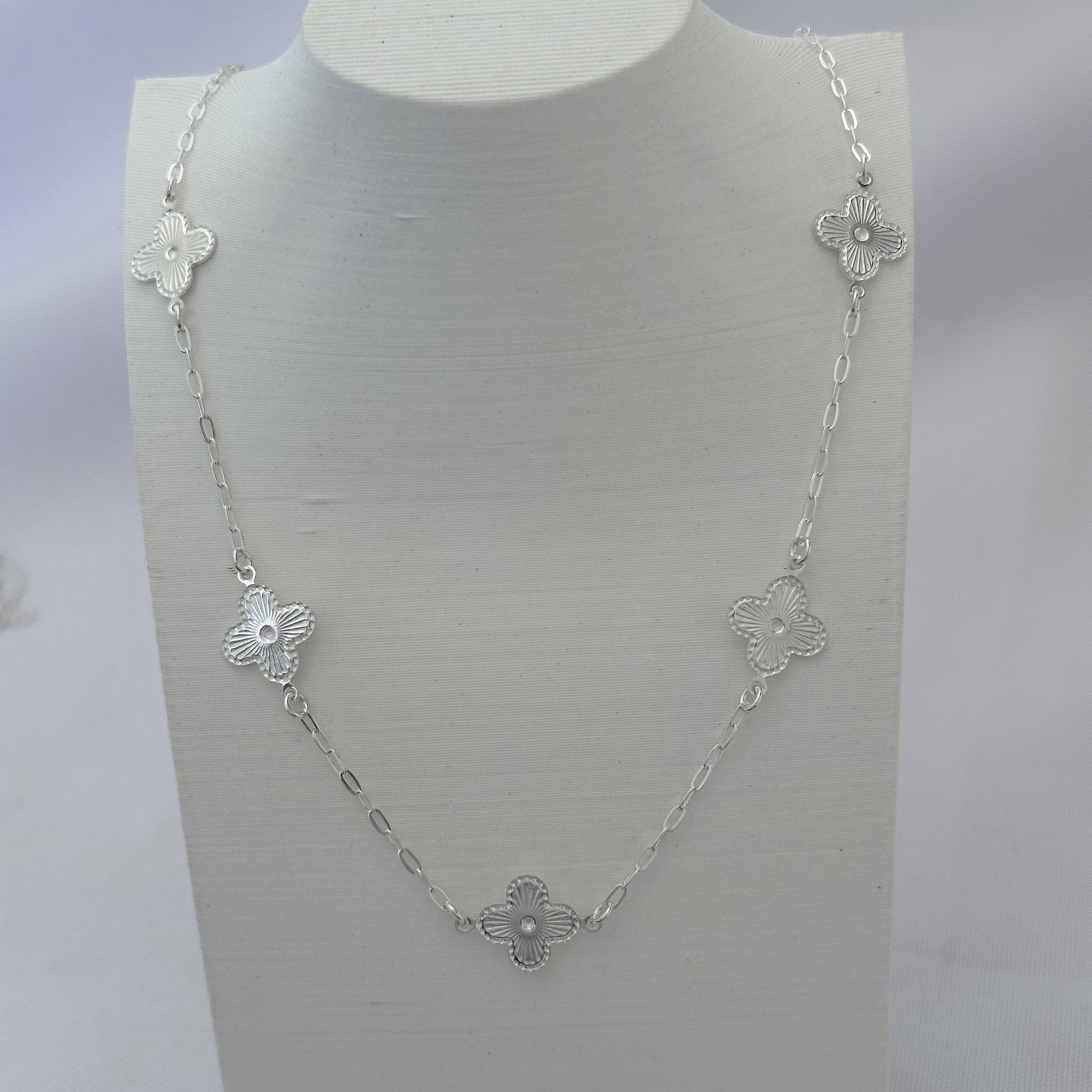 COLAR VAN CLEEF TREVOS PRATA - 40+5CM