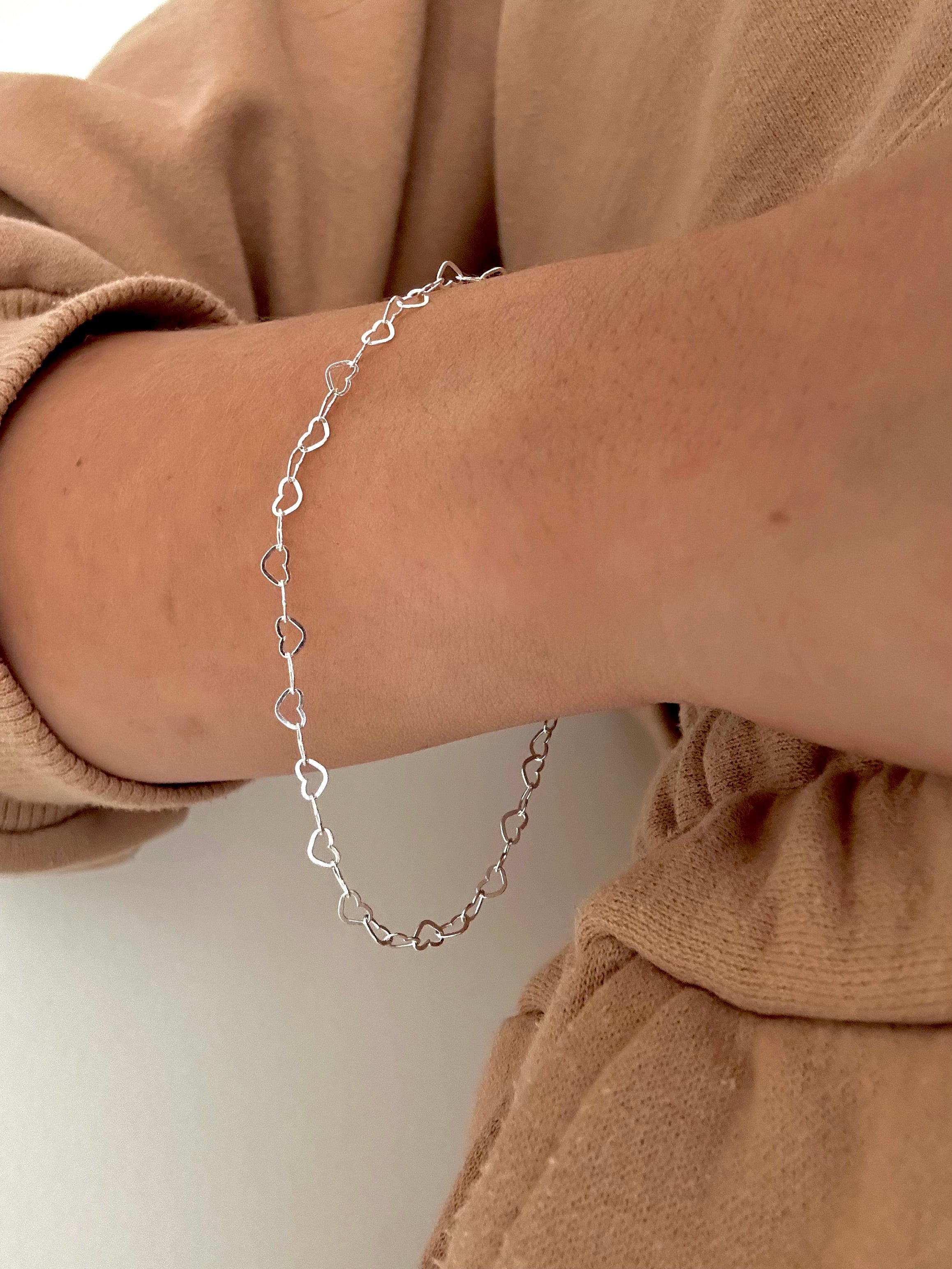 PULSEIRA ELO CORAÇÕES 3MM - 19CM