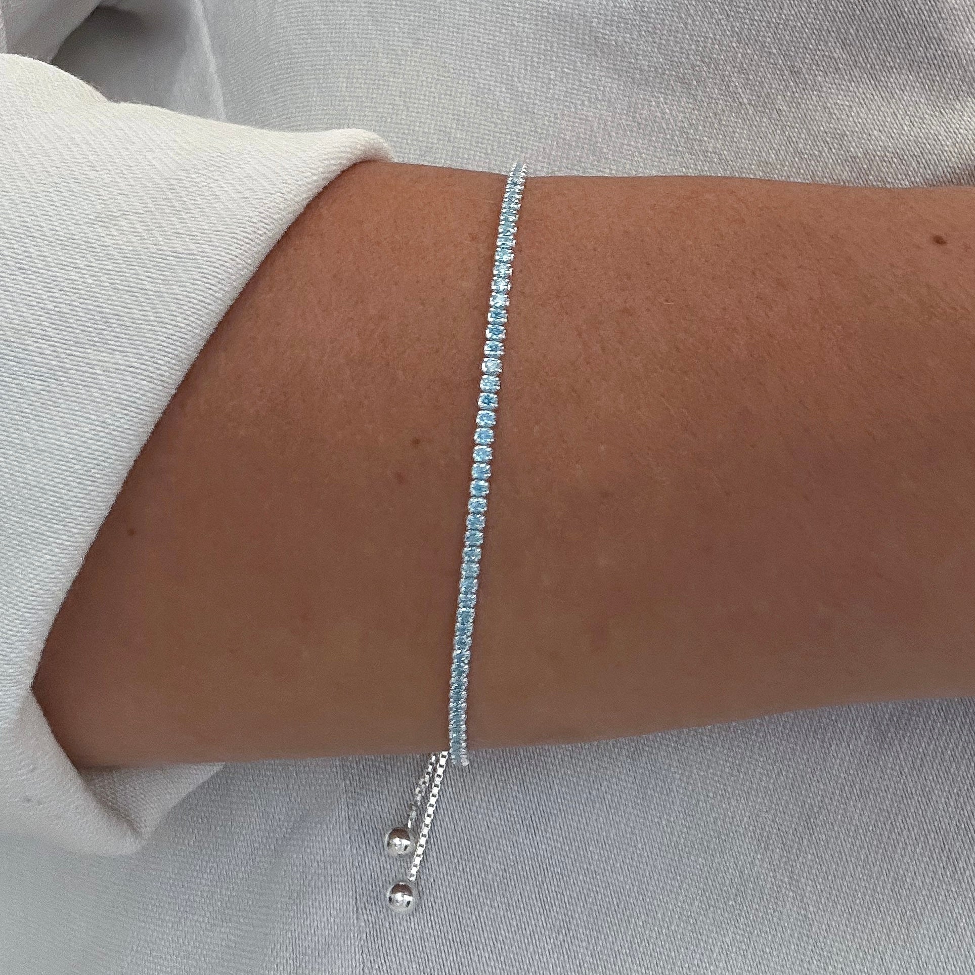 Pulseira Riviera Azul Cristal Gravatinha