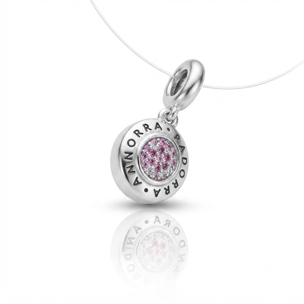 BERLOQUE MEDALHA PANDORA ROSA
