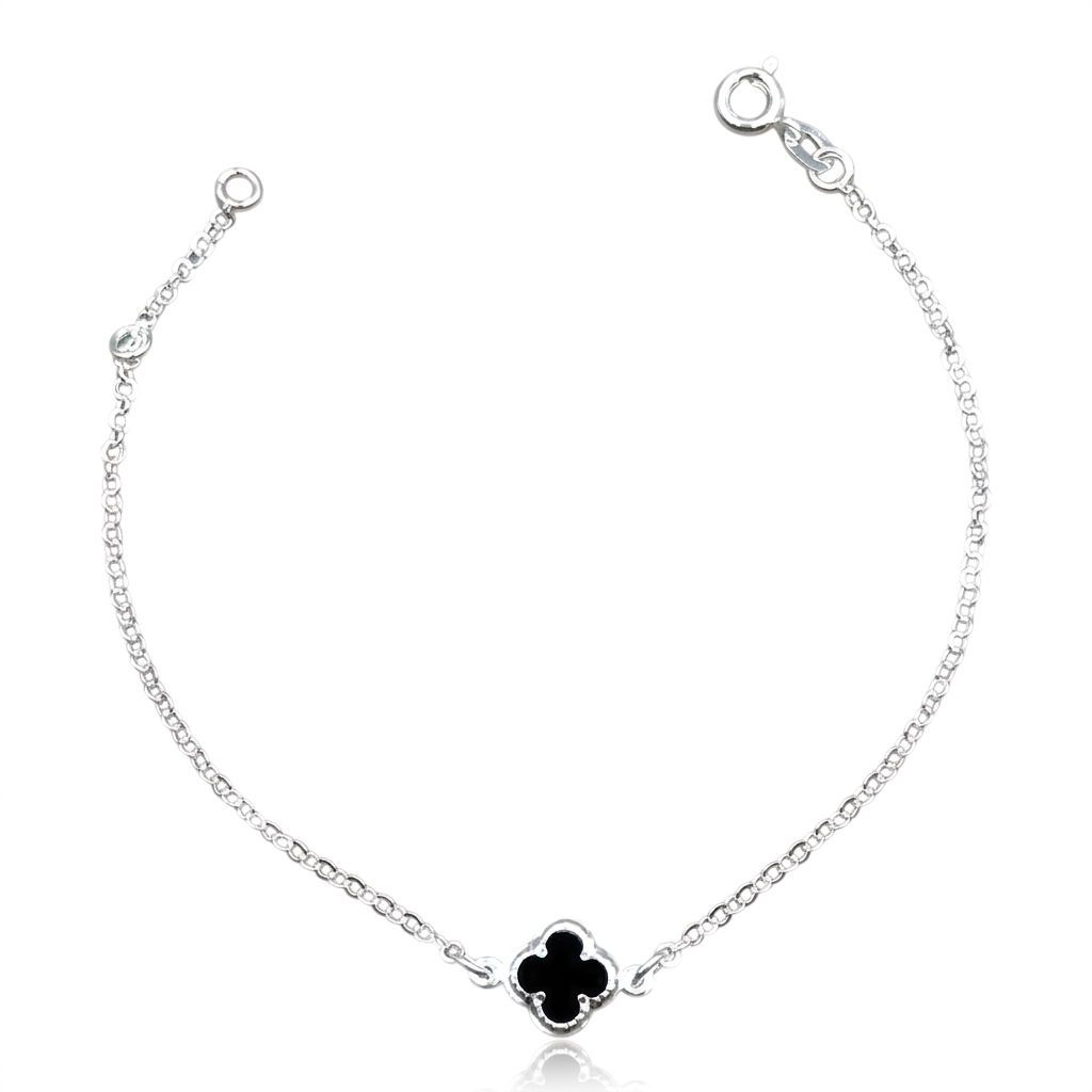 PULSEIRA TREVO SOLO PRETO 10MM - 18,5CM