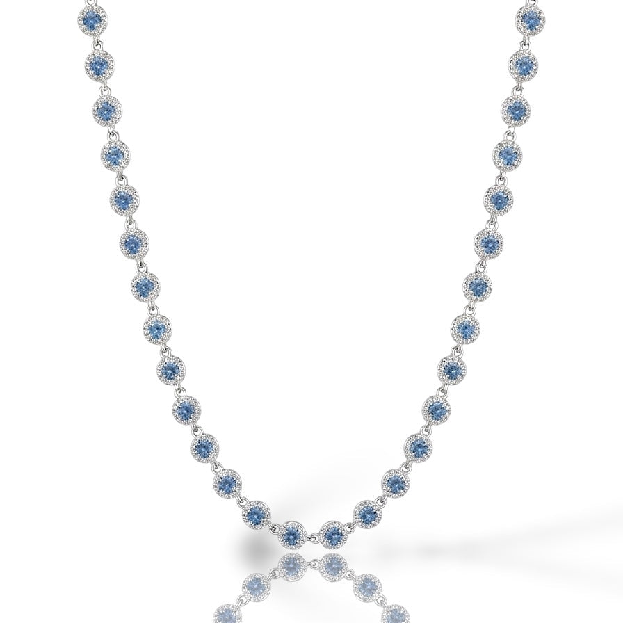 COLAR SWAROVSKI CRAVEJADO AZUL 38+2CM