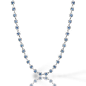 COLAR SWAROVSKI CRAVEJADO AZUL 38+2CM