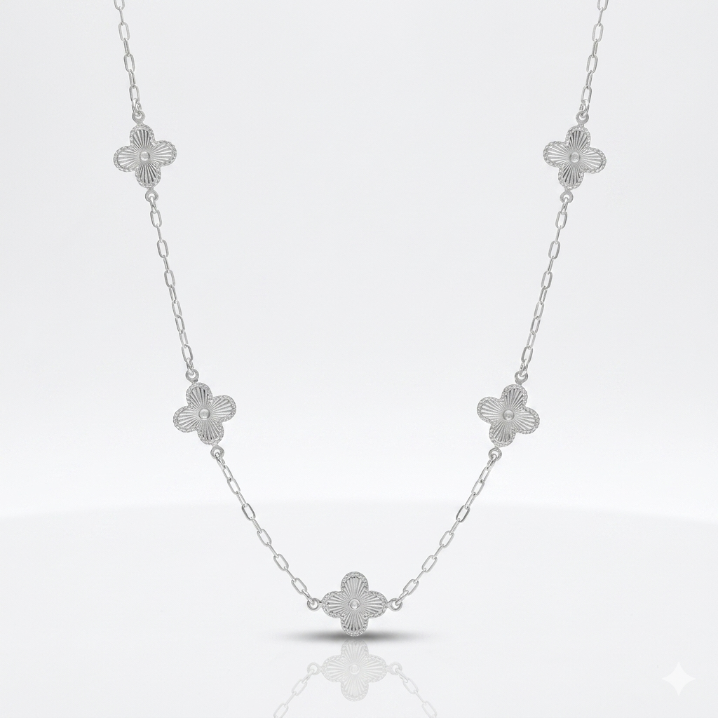COLAR VAN CLEEF TREVOS PRATA - 40+5CM